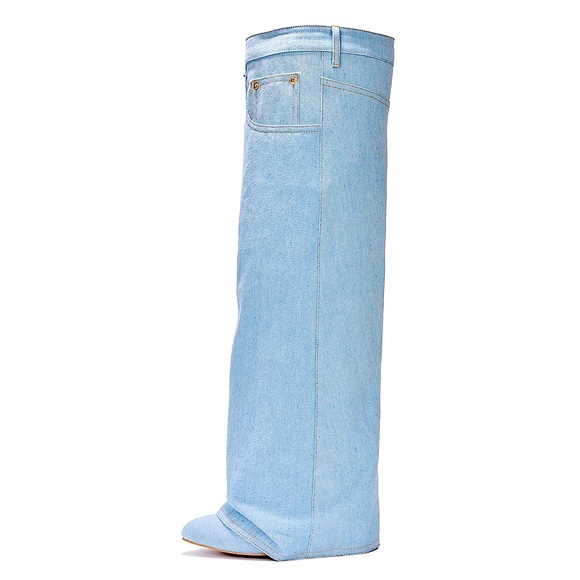 Falkon Denim Wedge Boots - Picture 4 of 6